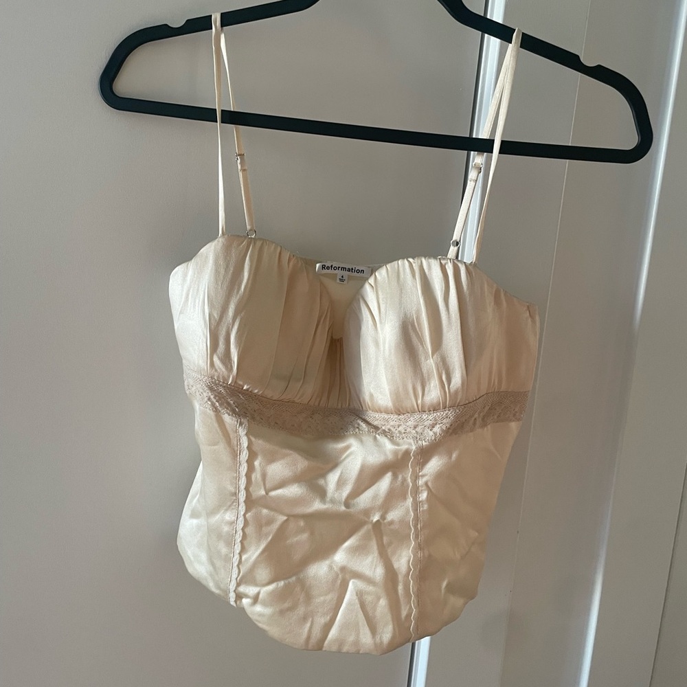 Reformation kessie silk corset top